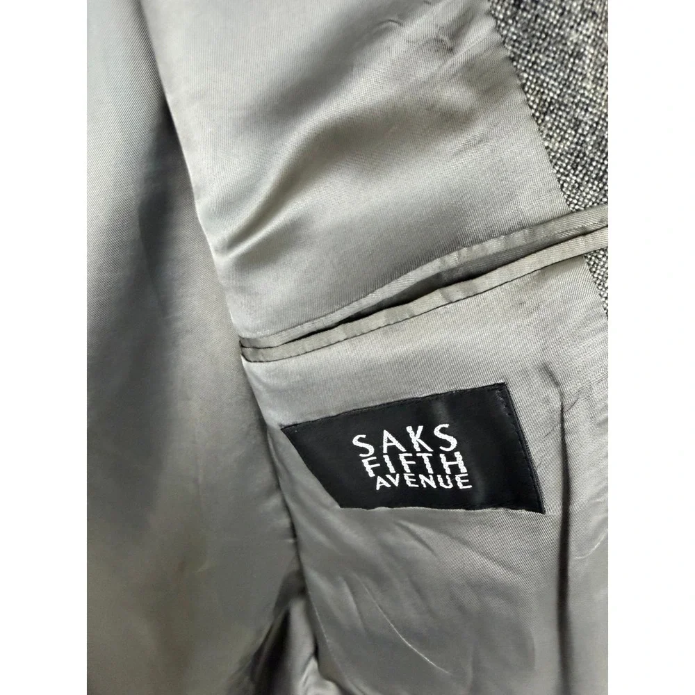 Joseph Abboud Saks Fifth Avenue Mens 2pc Suit Grey Wool 40R‎ 33x32 Tweed Blazer